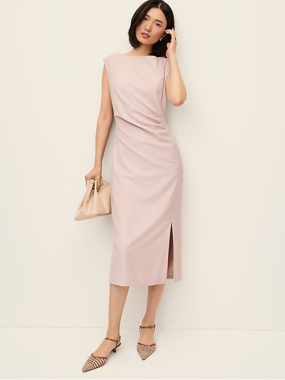 Ann Taylor Twist Sheath Dress in Bushed Sand Size 16